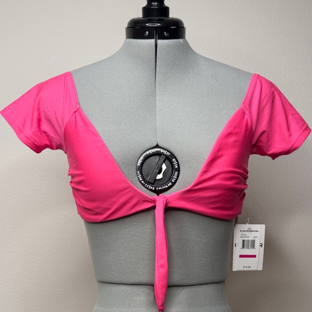 NWT Pink Tie Front Crop Top Bikini Swim Cover Up M